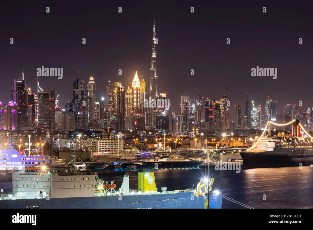 Garis pantai Dubai yang indah di malam hari