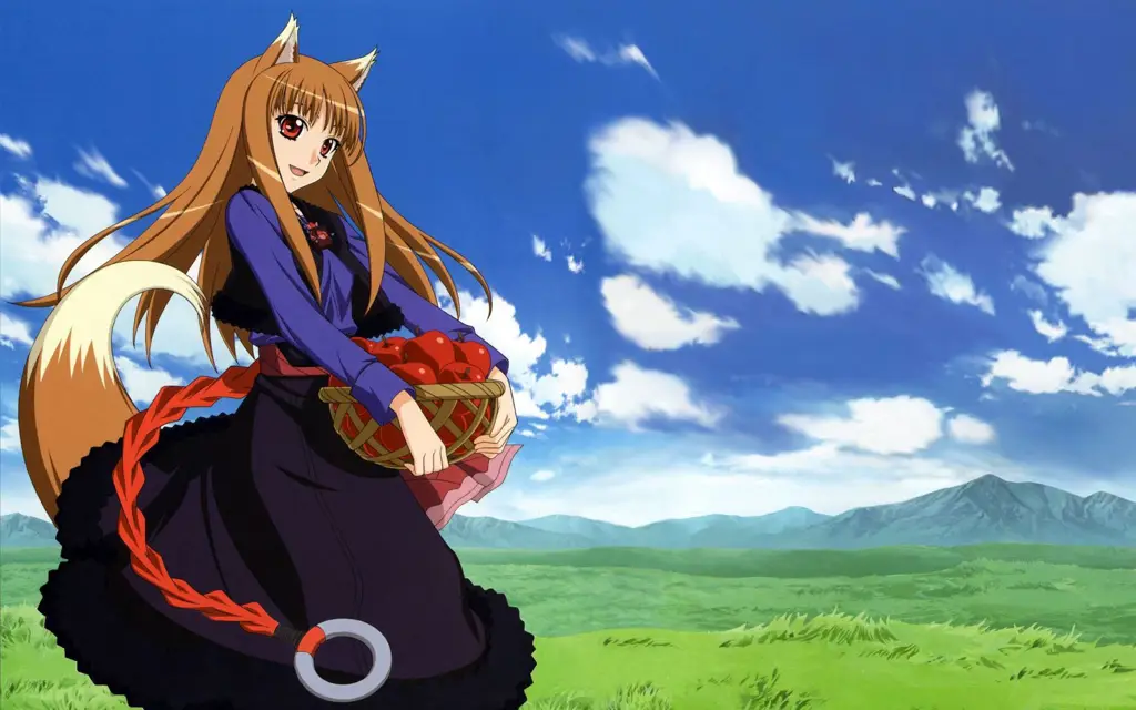 Gambar pemandangan indah dalam anime Spice and Wolf