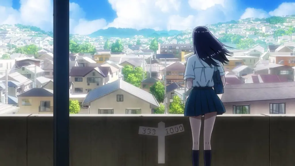 Pemandangan indah yang menggambarkan suasana hati dalam anime After the Rain