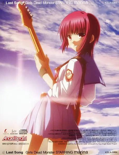 Gambar Iwasawa sedang memainkan gitar dalam Angel Beats!