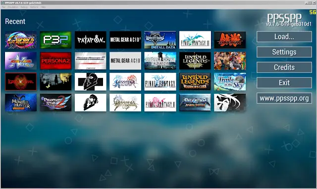 Gambar pengaturan emulator PPSSPP