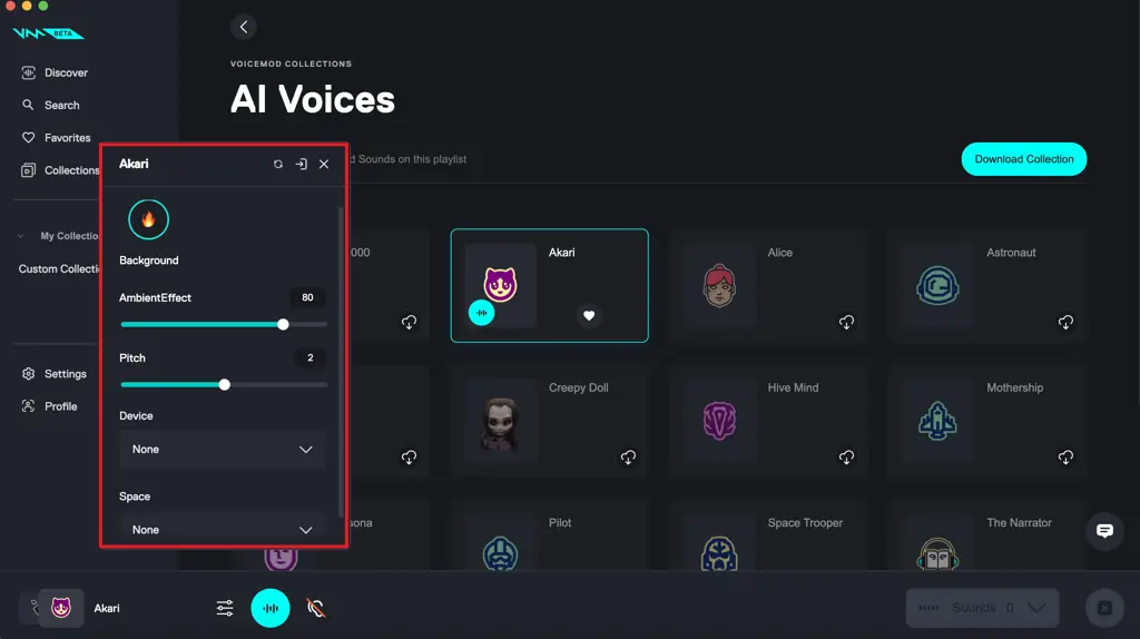 Seseorang sedang menggunakan Voicemod untuk mengubah suaranya menjadi suara anime.