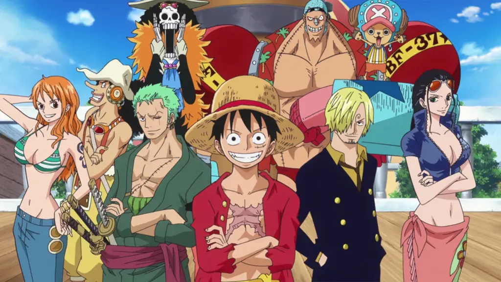 Karakter One Piece merayakan kemenangan