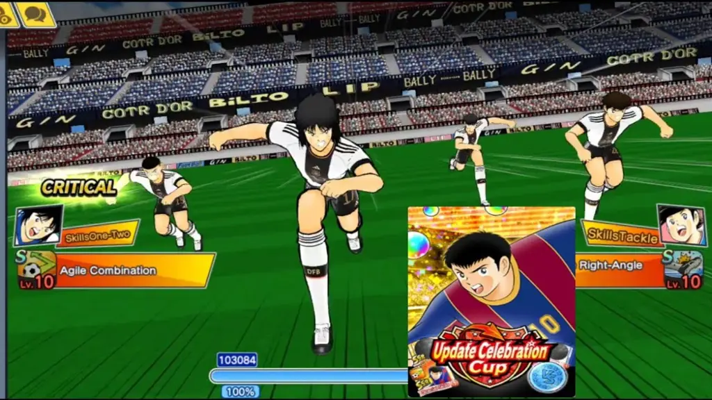 Gambar perayaan kemenangan tim Jepang di Captain Tsubasa