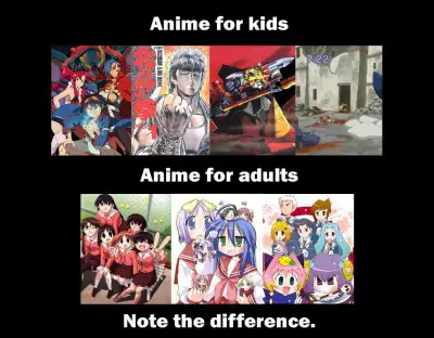 Perbandingan gambar anime biasa dan anime dewasa