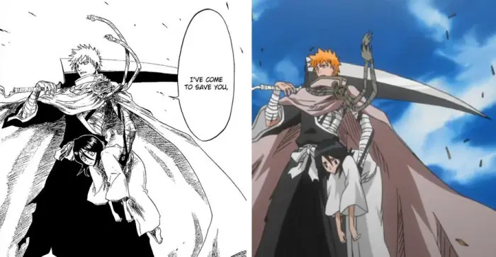 Perbandingan visual antara anime dan manga Bleach