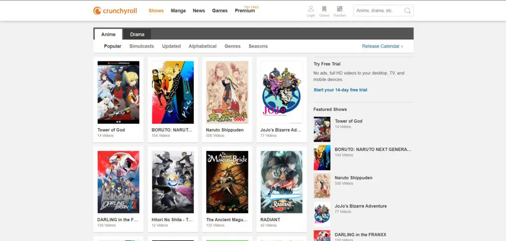 Perbandingan berbagai website streaming anime