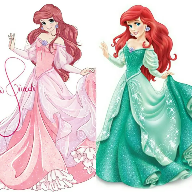 Perbandingan gambar Disney Princess versi original dan versi anime