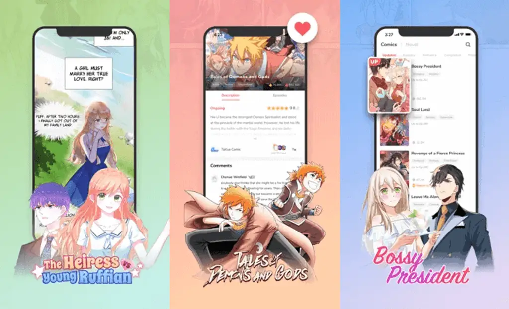 Grafik perbandingan aplikasi manga