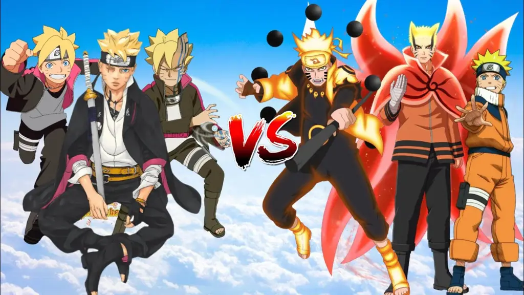 Foto perbandingan karakter Naruto dan Boruto