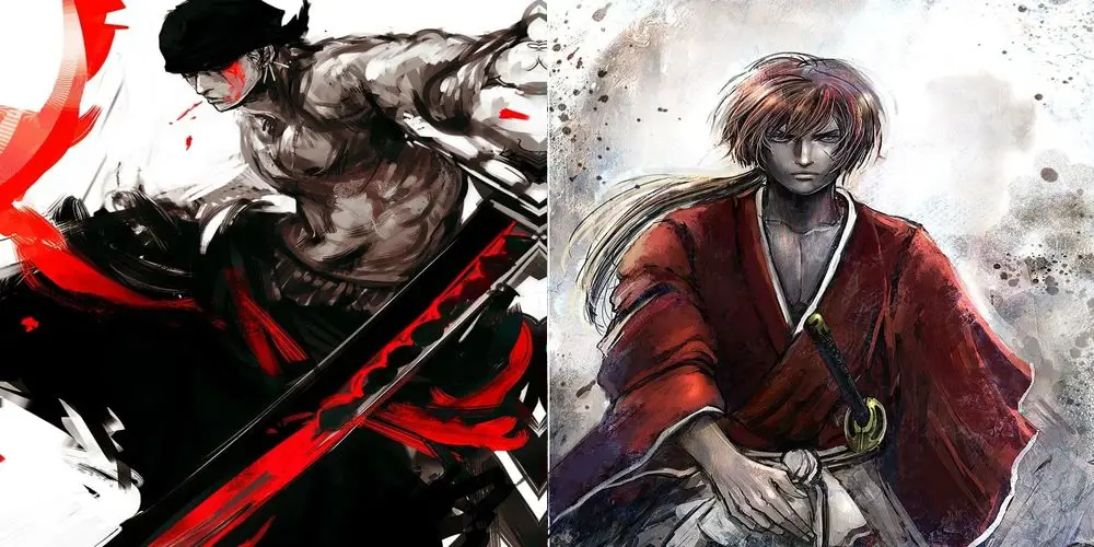 Grafik perbandingan kemampuan Kenshin Himura dan Roronoa Zoro