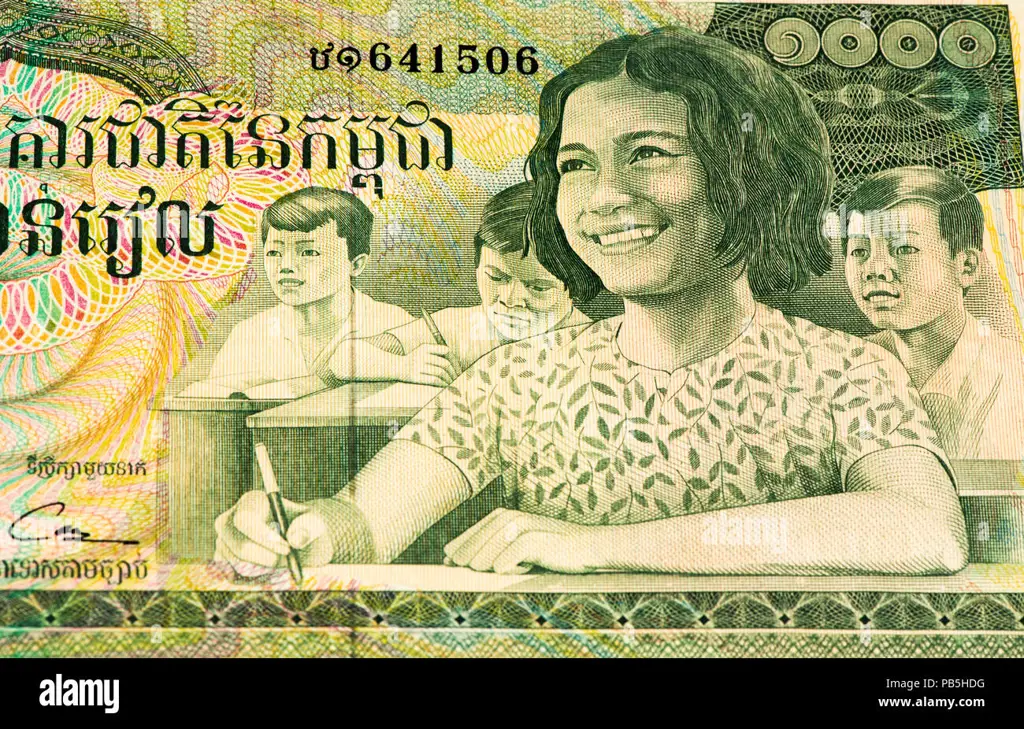 Gambar uang riel Kamboja dan rupiah Indonesia