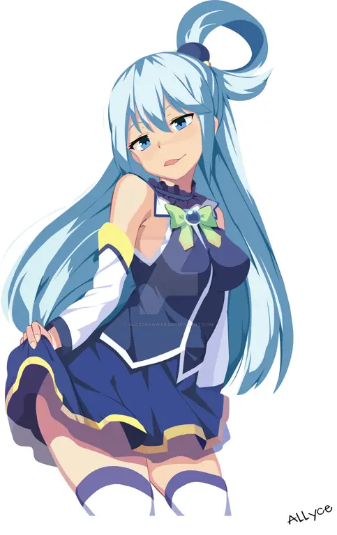 Gambar yang membandingkan karakter Aqua dari berbagai gaya anime