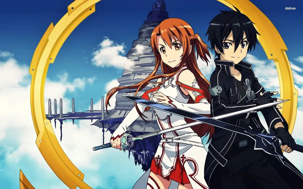 Gambar Kirito dan Asuna dalam berbagai season SAO