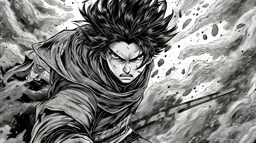 Gambar karakter manga mengatasi rintangan