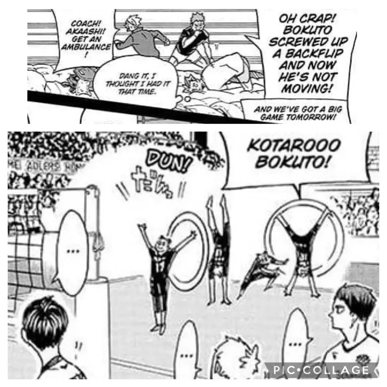 Gambar yang menunjukkan perkembangan karakter di Haikyuu season 3