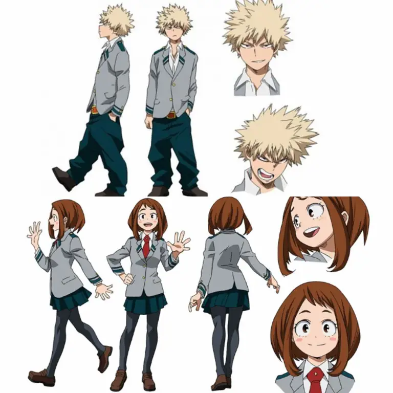 Gambar yang menampilkan perkembangan karakter di My Hero Academia