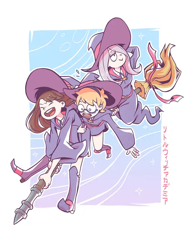 Akko dan Lotte, dua sahabat dalam Little Witch Academia