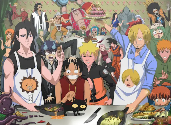 Gambar karakter Bleach dan Naruto bersama-sama