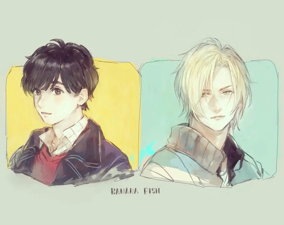 Gambar Ash Lynx dan Eiji Okumura dari anime Banana Fish