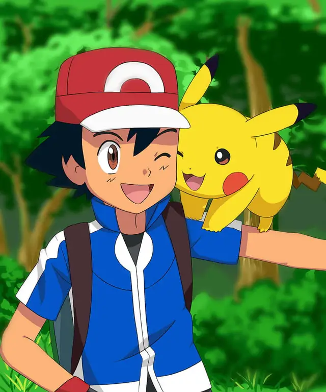 Gambar persahabatan Ash dan Pikachu