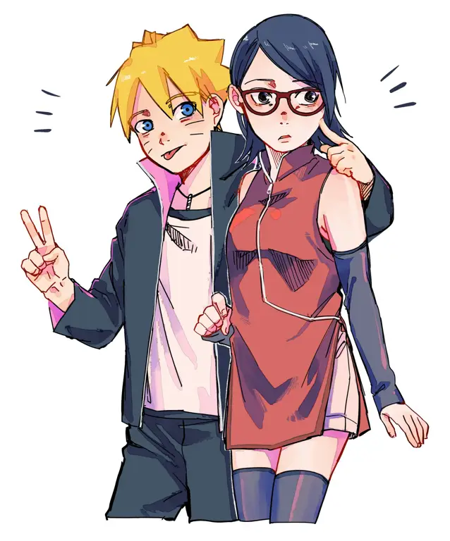 Gambar Boruto dan Sarada