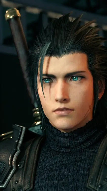 Gambar Cloud dan Zack bersama dalam Final Fantasy VII Remake