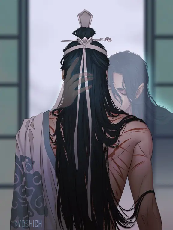 Wei Wuxian dan Lan Wangji dalam momen kebersamaan