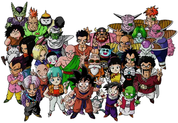 Kelompok karakter Dragon Ball dalam satu gambar