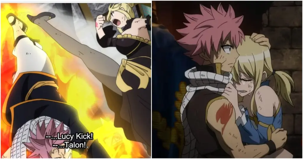 Gambar Natsu dan Lucy sedang berjuang bersama