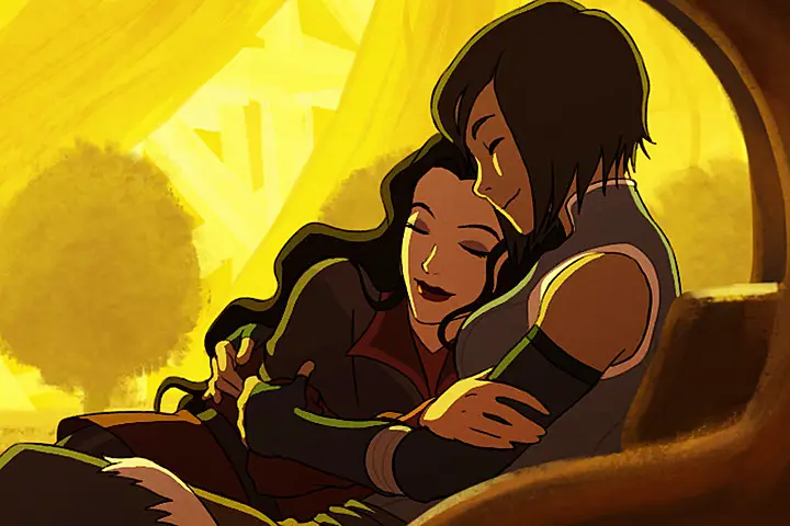 Gambar Korra dan Asami, tokoh utama wanita dalam serial ini