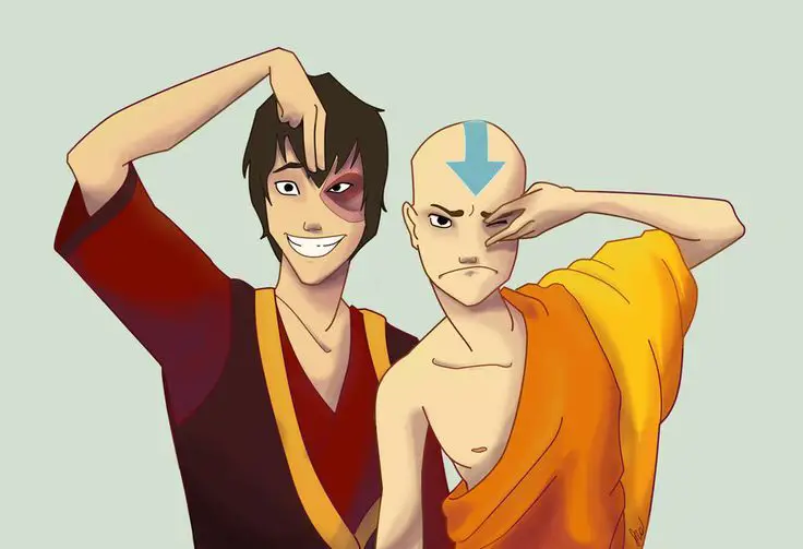 Avatar Aang dan teman-temannya berlatih pengendalian elemen.