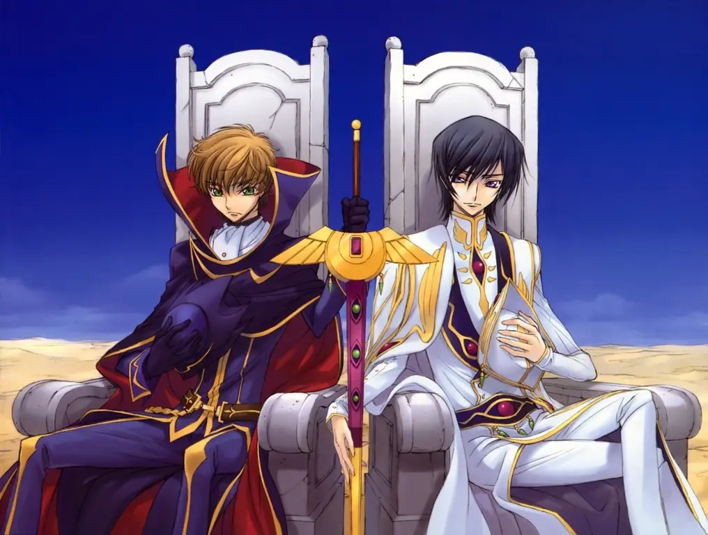 Gambar Lelouch dan Suzaku, dua karakter utama Code Geass