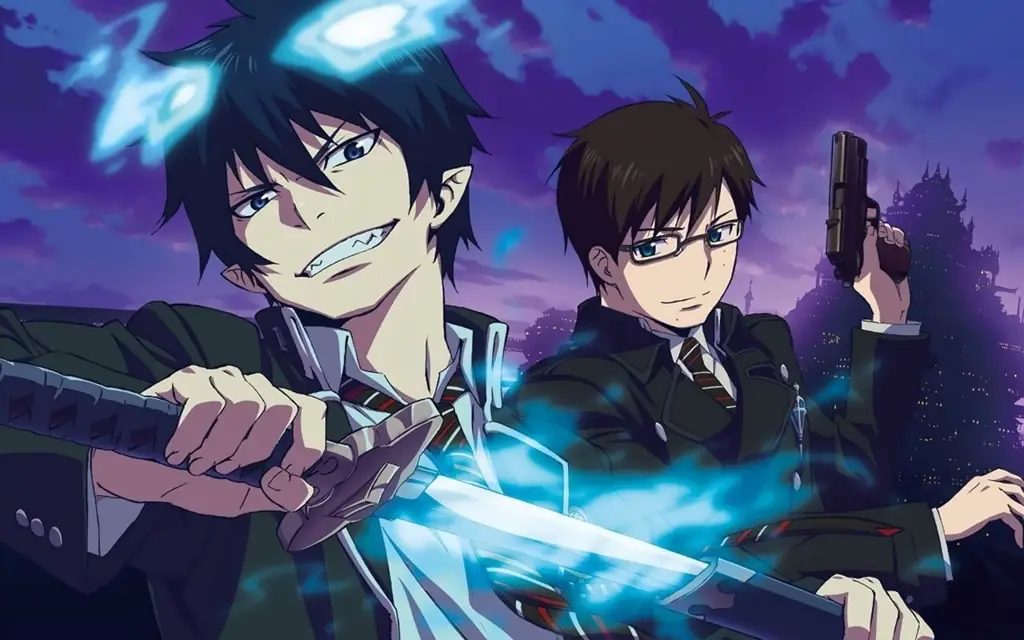 Rin dan Yukio Okumura, saudara kembar yang merupakan tokoh utama dalam Blue Exorcist.