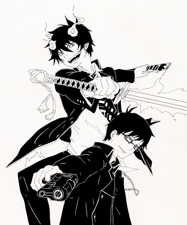 Rin dan Yukio Okumura, saudara kembar yang memiliki takdir yang berbeda dalam anime Ao no Exorcist.