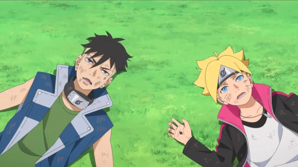 Boruto dan Kawaki dalam sebuah adegan