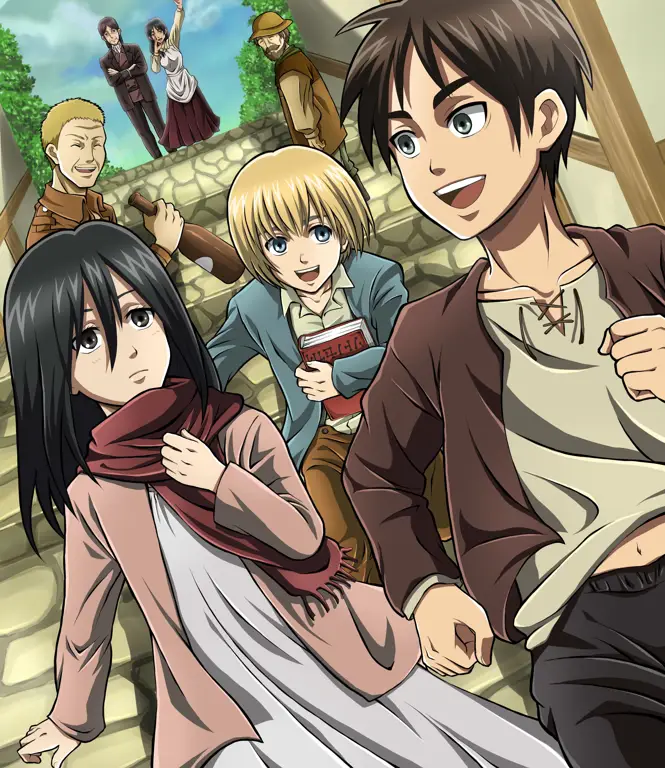 Persahabatan Eren, Mikasa, dan Armin Gambar Eren, Mikasa, dan Armin