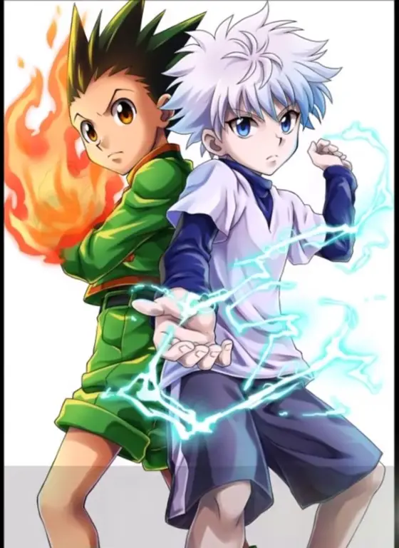 Gon dan Killua dalam pertarungan sengit di Hunter x Hunter