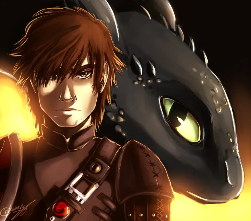 Gambar Hiccup dan Toothless sedang terbang bersama