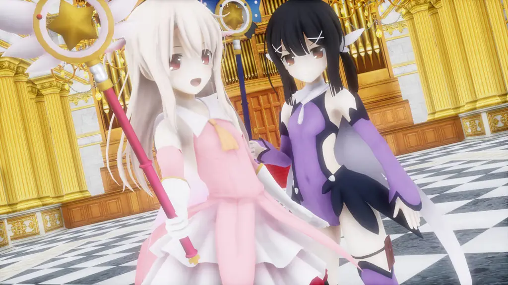 Illya dan Miyu bersama-sama dalam sebuah adegan anime