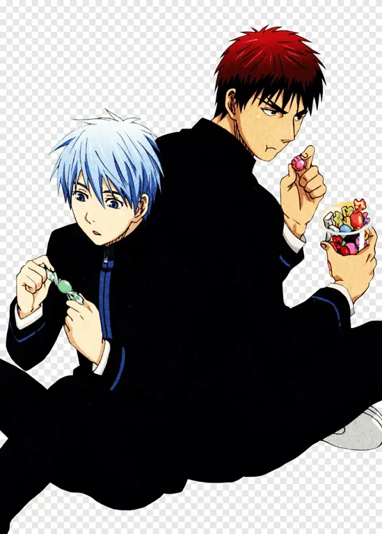 Kuroko Tetsuya dan Kagami Taiga sedang bermain basket