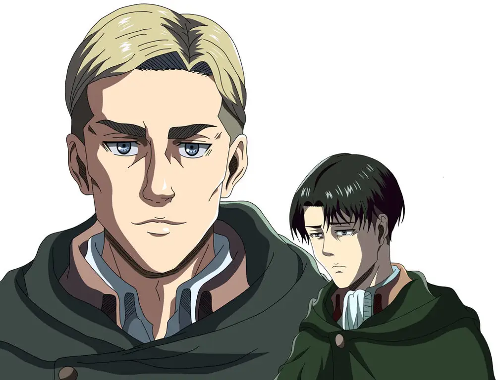 Gambar Levi Ackerman dan Erwin Smith bersama