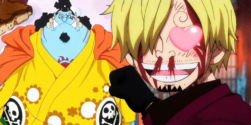 Gambar Luffy dan Jinbe bersama, menunjukkan persahabatan mereka