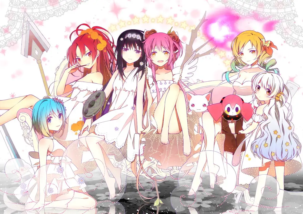 Madoka Kaname dan Sayaka Miki dalam Madoka Magica