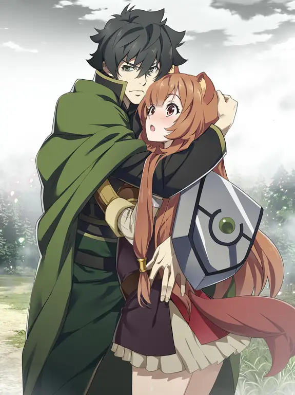 Naofumi Iwatani dan Raphtalia dalam episode pertama season 2 Tate no Yuusha