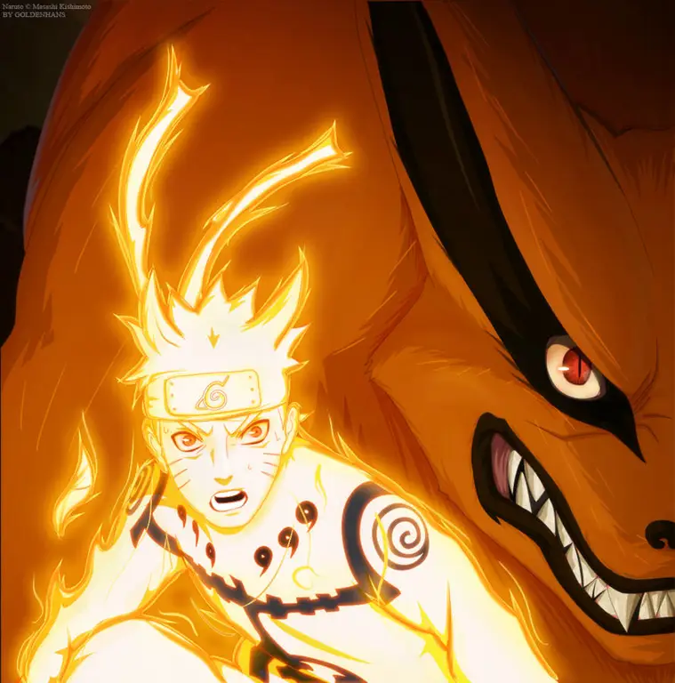 Gambar Naruto dan Kurama bekerja sama