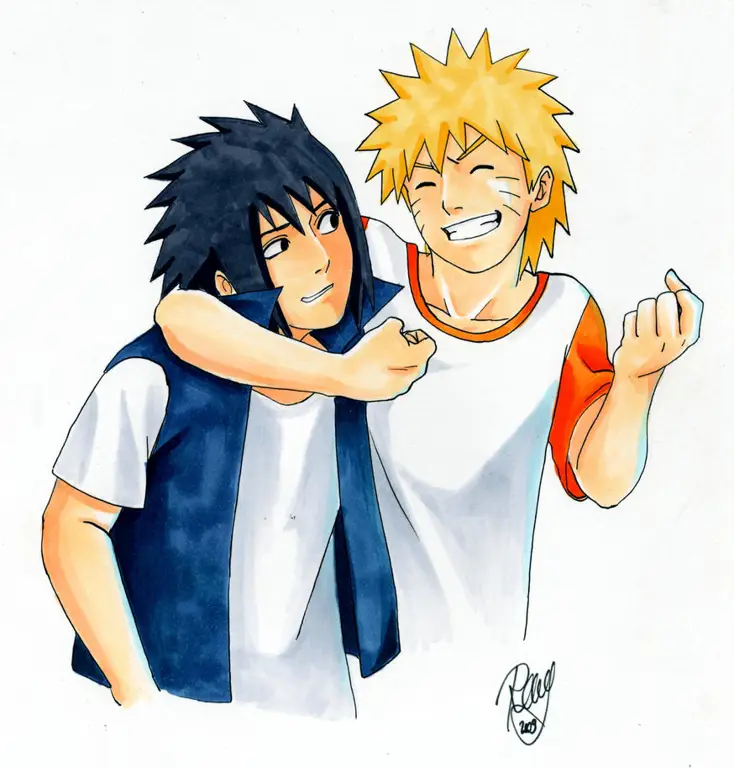 Gambar persahabatan Naruto dan Sasuke kecil