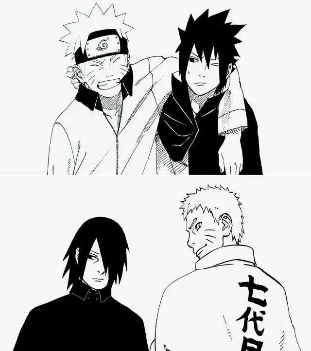 Naruto dan Sasuke kecil sebagai teman