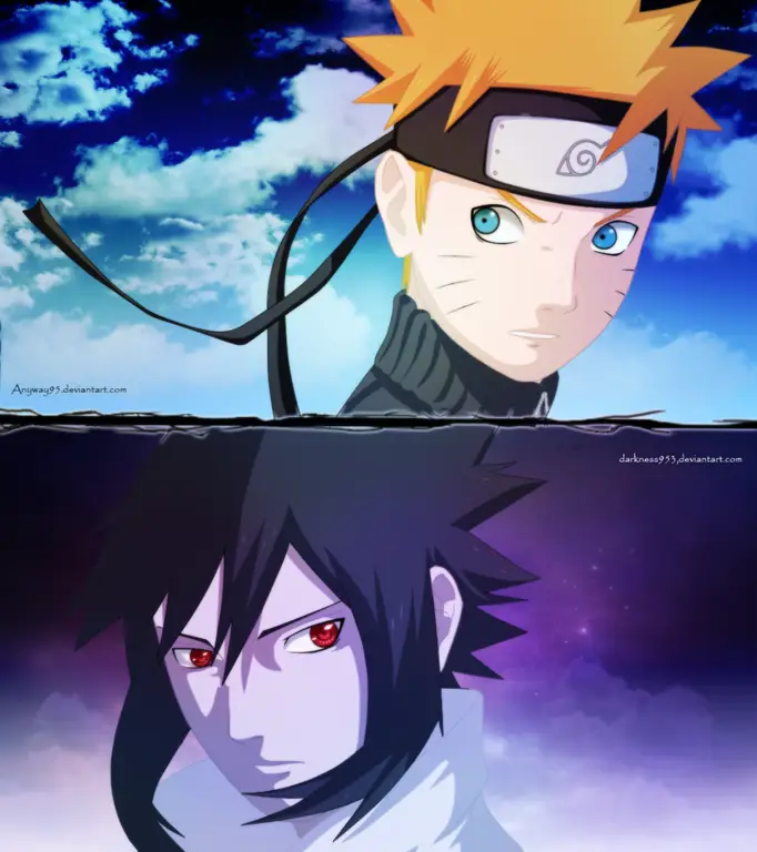 Persahabatan Naruto dan Sasuke Naruto dan Sasuke berlatih bersama