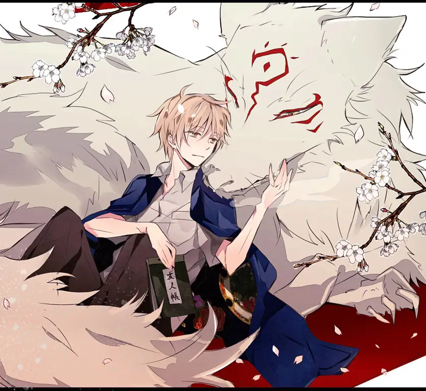 Gambar Natsume Takashi dan Madara, kucing Youkai yang setia